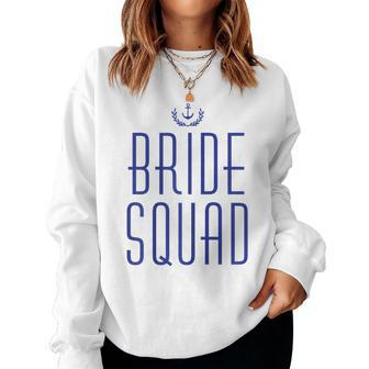 Nautical Bride Squad With Anchor Navy Blue Women Sweatshirt | Mazezy