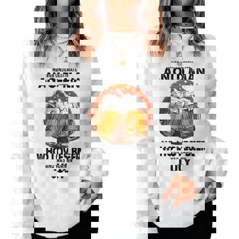 Never Underestimate An Old Man Who Loves Beer Born In July Women Crewneck Graphic Sweatshirt - Seseable