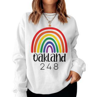 Oakland 248 Detroit Area Code Rainbow Gay Pride Women Sweatshirt | Mazezy