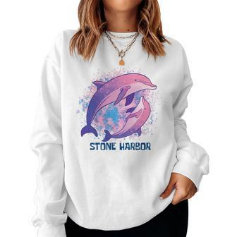 Ocean Dolphin Stone Harbor Vacation Boho Style Porpoise Women Sweatshirt | Mazezy