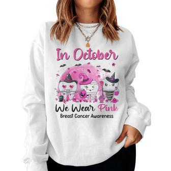 In October We Wear Pink Breast Cancer Dental Hygienist Women Sweatshirt - Seseable