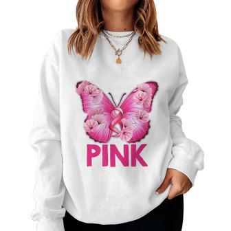 In October We Wear Pink Butterfly Breast Cancer Awareness Women Sweatshirt | Mazezy DE