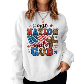 One Nation Patriotic Under God Flag 4Th Of July Christian Women Sweatshirt | Mazezy