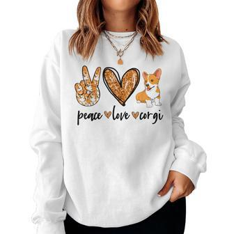 Peace Love Corgi Cute Dog Mom Corgi Lover Women Sweatshirt | Mazezy