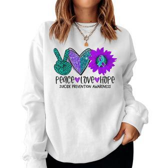 Peace Love Hope Suicide Prevention Awareness Ribbon Women Sweatshirt | Mazezy