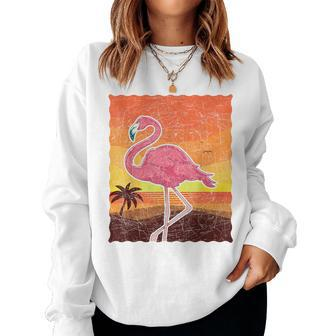 Pink Flamingo Summer Vibes Beach Sunset Tropical Summer Women Sweatshirt | Mazezy
