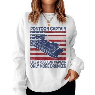 Pontoon Captain Like A Regular Captain Only More Drunker Men Women Crewneck Graphic Sweatshirt - Thegiftio UK