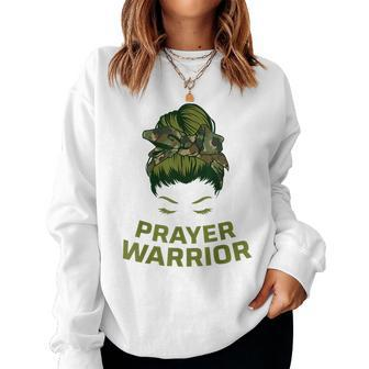 Prayer Warrior Women Camo Faith God Jesus Christian Faith Women Sweatshirt | Mazezy
