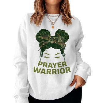Prayer Warrior Ns Girls Camo Faith God Jesus Christian Faith Women Sweatshirt | Mazezy