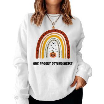 Psychologist Halloween Pumpkin Rainbow Spooky Psychology Halloween Pumpkin Women Sweatshirt | Mazezy