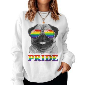Pug Gay Pride Lgbt Rainbow Flag Sunglasses T Lgbtq Women Sweatshirt | Mazezy