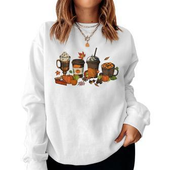 Pumpkin Spice Coffee Latte Fall Autumn Season Thanksgiving Women Sweatshirt | Mazezy
