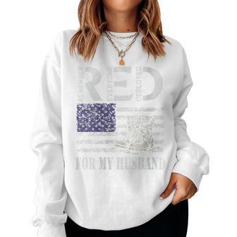 Red Friday For My Deployed Husband Military Wife Soldier Women Sweatshirt | Mazezy