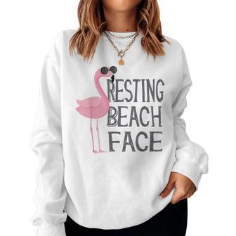 Resting Beach Face Flamingo Summer Holiday Vibes Women Sweatshirt | Mazezy