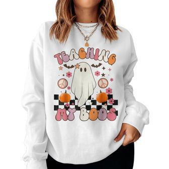Retro Cute Ghost Teaching My Boos Teacher Halloween Women Sweatshirt - Monsterry CA