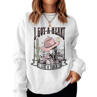 Retro Desert Cowgirl I Got A Heart Like A Truck Western Women Sweatshirt - Monsterry AU