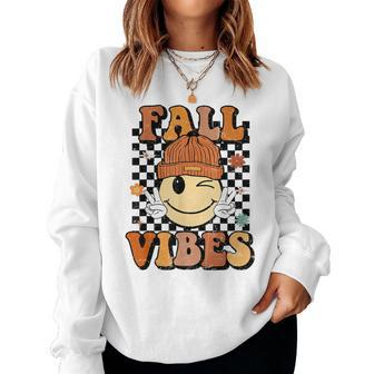 Retro Fall Vibes Smile Face Autumn Vibe Women Sweatshirt