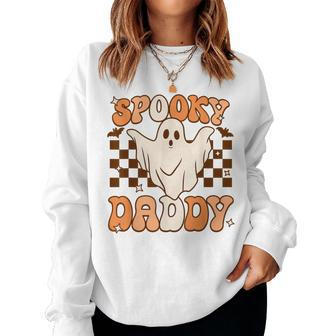 Retro Groovy Halloween Ghost Spooky Daddy Costume Women Sweatshirt - Monsterry