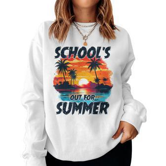 Retro Last Day Of Schools Out For Summer Teacher Boys Girls Women Crewneck Graphic Sweatshirt - Seseable