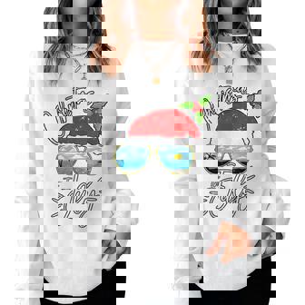 Santa Hat Sunglasses Summer Vacation Christmas In July Vacation Women Sweatshirt | Mazezy