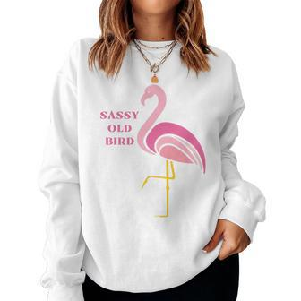 Sassy Old Bird Pink Flamingo Women Sweatshirt | Mazezy