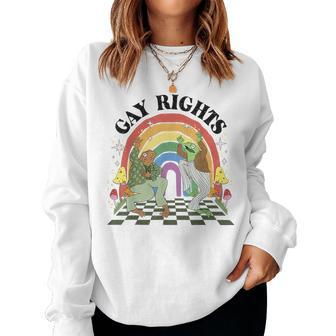 Say Gay Frog & Toad Say Gay Rights Rainbow Lgbt Pride Month Women Sweatshirt | Mazezy