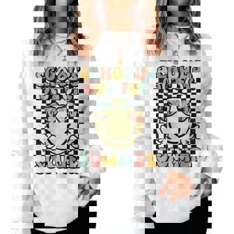 Schools Out For Summer Cute Smile Face Last-Day Of School Women Sweatshirt | Mazezy