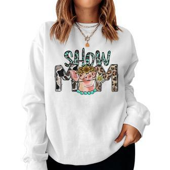 Show Mama Pig Mom Floral Country Farm Life Farm Girl Farmer Women Crewneck Graphic Sweatshirt - Seseable