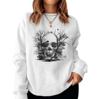 Skull Mansion Haunted House Horror Halloween Halloween Women Sweatshirt | Mazezy