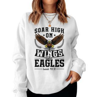 Soar High On Wings Like Eagles Patriotic Christian Easter Women Sweatshirt | Mazezy