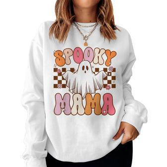 Spooky Mama Halloween Mom Ghost Costume Retro Groovy Women Sweatshirt - Monsterry UK