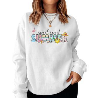 Sweet Summer Flamingo Sunglasses Sun Ice Scream Women Sweatshirt | Mazezy