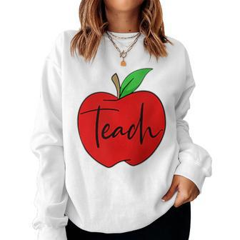 Teach Proud Teacher Teaching Job Pride Apple Pocket Print Women Sweatshirt | Mazezy AU