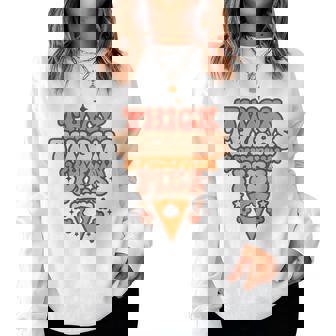 Thick Thighs Pumpkin Pies Autumn Thanksgiving Groovy Retro Women Sweatshirt | Seseable CA