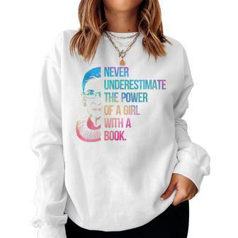 Never Underestimate The Power Of A Girl With A Book Rainbow Women Sweatshirt - Thegiftio UK