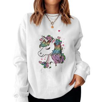 Unicorn Just A Girl Who Loves Unicorns Women Sweatshirt | Mazezy