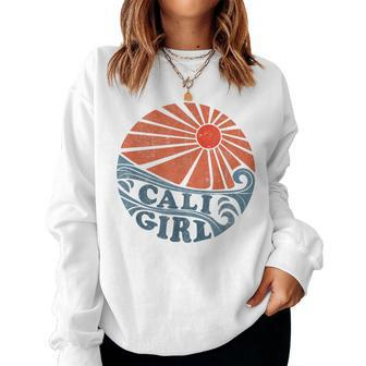 Vintage Cali Girl Retro Beach California Vacation Womens Women Crewneck Graphic Sweatshirt - Monsterry