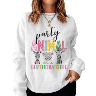 Wild Birthday Girl Zoo Party Safari Birthday Party Women Sweatshirt - Monsterry