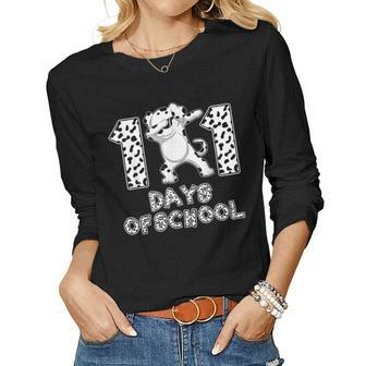 101 Days Of School Dabbing Dalmation Dog Teachers Gift For Women Women Graphic Long Sleeve T-shirt - Thegiftio UK