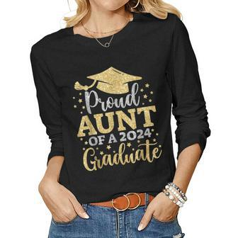 Aunt Senior 2024 Proud Aunt Of A Class Of 2024 Graduate Women Long Sleeve T-shirt | Mazezy