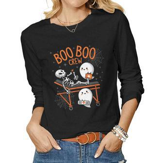 Boo Boo Crew Ghost Doctor Paramedic Emt Nurse Halloween Gift For Women Women Graphic Long Sleeve T-shirt - Thegiftio UK