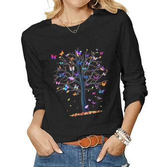 Butterfly Tree Beautiful Women Long Sleeve T-shirt | Mazezy