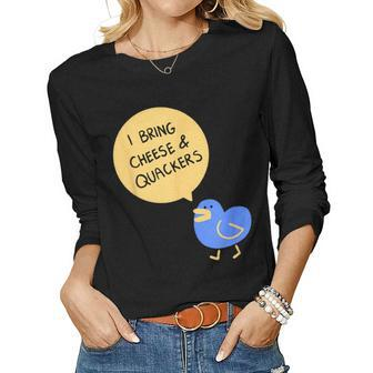 Cheese And Quackers Duck Pun Women Graphic Long Sleeve T-shirt - Monsterry UK