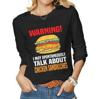 Chicken Sandwich Funny Talk About Chicken Burgers Gift For Women Women Graphic Long Sleeve T-shirt - Thegiftio UK