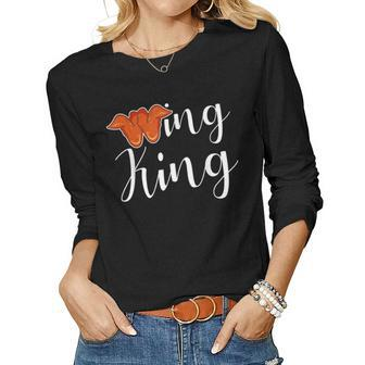 Chicken Wing Wing King Funny Fried Chicken Lover Gift For Women Women Graphic Long Sleeve T-shirt - Thegiftio UK