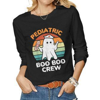 Cute Ghost Halloween Pediatric Rn Nurse Boo Boo Crew Gift For Women Women Graphic Long Sleeve T-shirt - Thegiftio UK