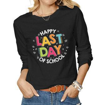 Cute Teacher Appreciation Happy Last Day Of School Teacher Women Graphic Long Sleeve T-shirt - Thegiftio UK