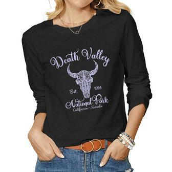 Death Valley National Park Skull With Flowers Gift For Women Women Graphic Long Sleeve T-shirt - Thegiftio UK
