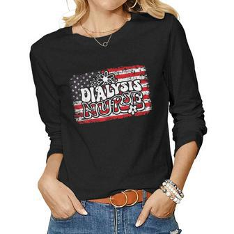 Dialysis Nurse 4Th Of July Usa Patriotic Independence Day Women Long Sleeve T-shirt | Mazezy