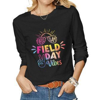 Field Day Vibes 2023 Funny Field Day Vibes Teacher Women Graphic Long Sleeve T-shirt - Seseable